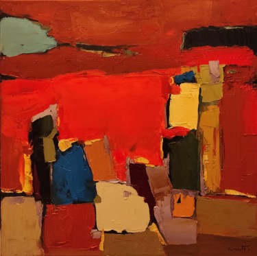 Painting titled "Composition 10" by Shahram Nabati, Original Artwork, Oil Mounted on artwork_cat.
