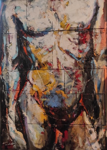 Painting titled "L' homme" by Shahram Nabati, Original Artwork, Oil Mounted on artwork_cat.
