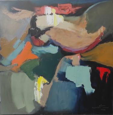 Peinture intitulée "Composition ۱۲" par Shahram Nabati, Œuvre d'art originale, Huile Monté sur Châssis en bois