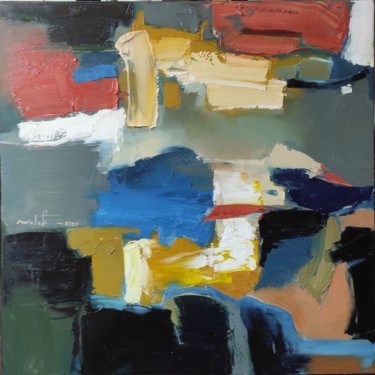 Painting titled "Composition 14" by Shahram Nabati, Original Artwork, Oil Mounted on Wood Stretcher frame