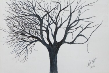 Drawing titled "Winter Tree No. 8" by Shahriar Aghakhani, Original Artwork, Ink