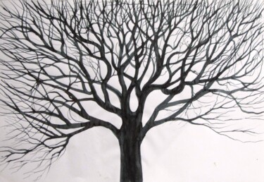 Zeichnungen mit dem Titel "Tree No. 1" von Shahriar Aghakhani, Original-Kunstwerk, Tinte