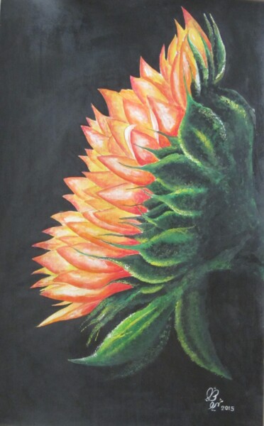 Schilderij getiteld "Sunflower" door Shahriar Aghakhani, Origineel Kunstwerk, Aquarel