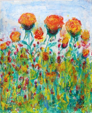 Painting titled "Roses" by Shahriar Aghakhani, Original Artwork, Watercolor