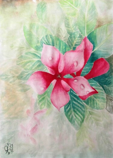 Картина под названием "Flower" - Shahriar Aghakhani, Подлинное произведение искусства, Акварель