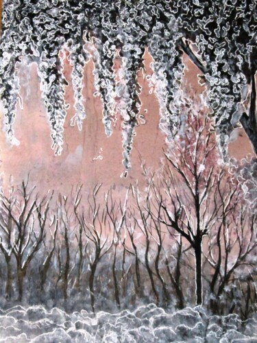 Peinture intitulée "Winter & snow" par Shahriar Aghakhani, Œuvre d'art originale, Aquarelle