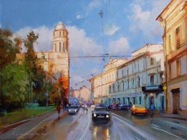 Painting titled "The evening is at h…" by Shalaev Alexey, Original Artwork, Oil