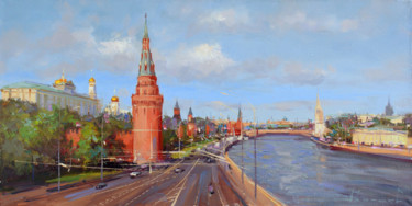 Painting titled "Sunny day at the Vo…" by Shalaev Alexey, Original Artwork, Oil