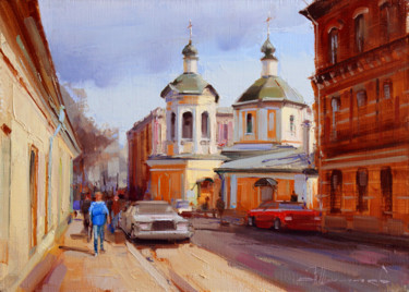 Painting titled "Старый храм. Церков…" by Shalaev Alexey, Original Artwork, Oil