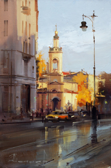 Painting titled "«Храм Рождества Бог…" by Shalaev Alexey, Original Artwork, Oil