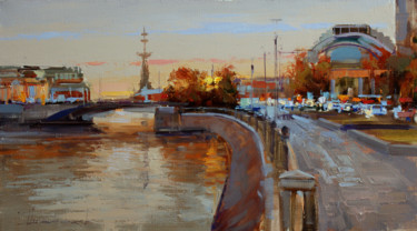 Painting titled "Twilight. Moscow, v…" by Shalaev Alexey, Original Artwork, Oil