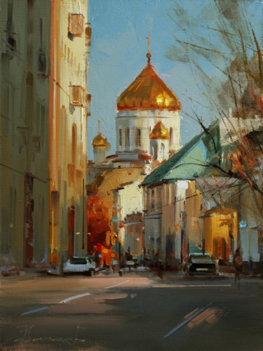 Painting titled "Осень в Гагаринском…" by Shalaev Alexey, Original Artwork, Oil