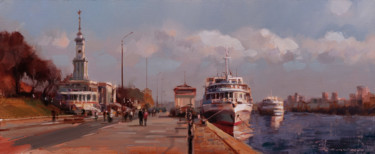 Moscow romance. Berth No. 3. Northern river station Painting titled "Moscow romance. Ber…" by Shalaev Alexey, Original Art, Oil Mounted on Stretcher frame