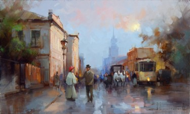 Painting titled "Evening on Prechist…" by Shalaev Alexey, Original Artwork, Oil