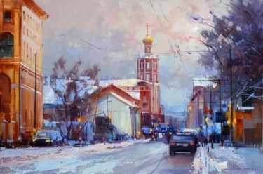 Painting titled "Winter sun. Petrovka" by Shalaev Alexey, Original Artwork, Oil