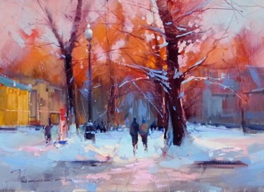 Painting titled "At the dawn of the…" by Shalaev Alexey, Original Artwork, Oil