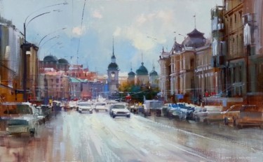 Painting titled "Prospekt Mira. Traf…" by Shalaev Alexey, Original Artwork, Oil