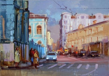 Painting titled "Good day. Street My…" by Shalaev Alexey, Original Artwork, Oil