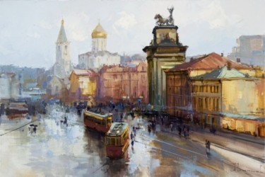 Painting titled "Belorusskaya Statio…" by Shalaev Alexey, Original Artwork, Oil