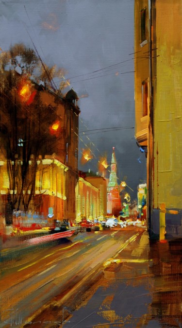 Malarstwo zatytułowany „"December Nights" M…” autorstwa Shalaev Alexey, Oryginalna praca, Olej