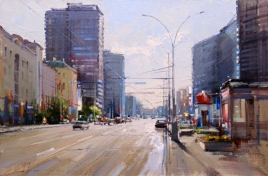 Peinture intitulée "Arbat May. Str. Nov…" par Shalaev Alexey, Œuvre d'art originale, Huile