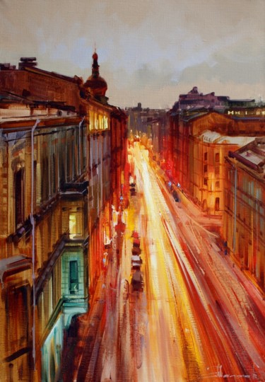 Painting titled ""Petersburg time 0…" by Shalaev Alexey, Original Artwork, Oil
