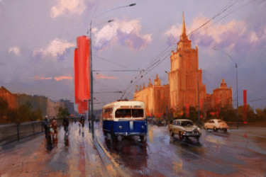 Pittura intitolato ""Red October, blue…" da Shalaev Alexey, Opera d'arte originale, Olio