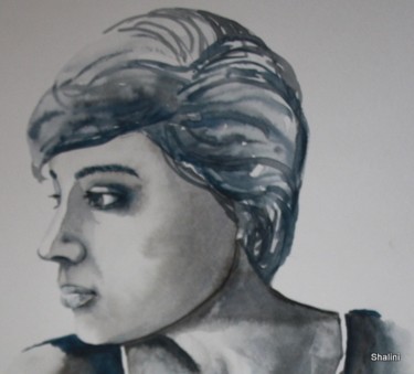 Schilderij getiteld "Lady" door Shalini Jha, Origineel Kunstwerk, Olie