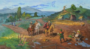 Malerei mit dem Titel "Rural medieval land…" von Shalo"De Sagatel, Original-Kunstwerk, Öl