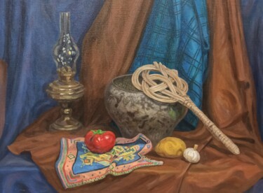 Painting titled "Painting still life…" by Shalo"De Sagatel, Original Artwork, Oil