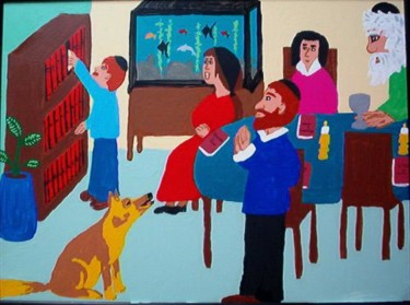 Painting titled "Passover Guest" by Adelle Jean, Original Artwork, Oil