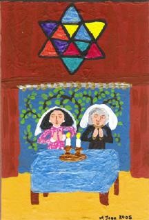 Painting titled "Welcoming Shabbat" by Adelle Jean, Original Artwork