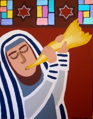 Painting titled "Sound the Shofar II" by Adelle Jean, Original Artwork