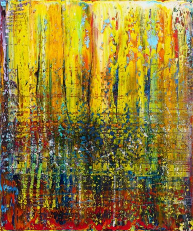Painting titled "Yellow abstraction" by Shamanov Vadim, Original Artwork, Oil