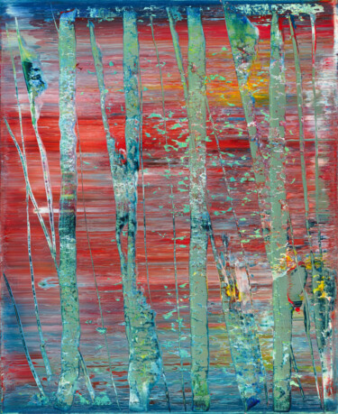 Peinture intitulée "Poplars I" par Shamanov Vadim, Œuvre d'art originale, Huile