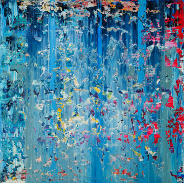 Картина под названием "Blue abstraction" - Shamanov Vadim, Подлинное произведение искусства, Масло Установлен на Деревянная…