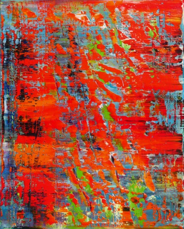 Painting titled "Red abstract" by Shamanov Vadim, Original Artwork, Oil Mounted on Wood Stretcher frame