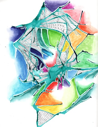 Painting titled "spidermesh" by Shamayra Smail, Original Artwork, Watercolor