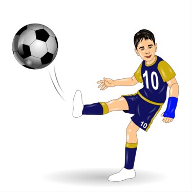 Digital Arts με τίτλο "Soccer player kicki…" από Shamim Shaikh, Αυθεντικά έργα τέχνης, 2D ψηφιακή εργασία