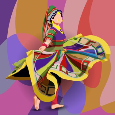 Digitale Kunst getiteld "Garba - A Tradition…" door Shamim Shaikh, Origineel Kunstwerk, 2D Digital Work