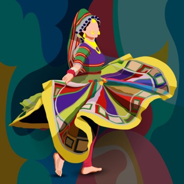 Digitale Kunst getiteld "Garba - Gujarati Fo…" door Shamim Shaikh, Origineel Kunstwerk, 2D Digital Work