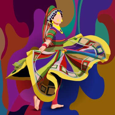 Arte digitale intitolato "Garba - Navratri Ce…" da Shamim Shaikh, Opera d'arte originale, Lavoro digitale 2D