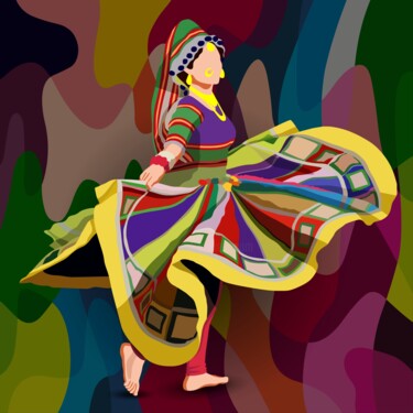 Arte digital titulada "Garba - Dandiya Dan…" por Shamim Shaikh, Obra de arte original, Trabajo Digital 2D