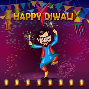 Digitale Kunst getiteld "Happy Diwali" door Shamim Shaikh, Origineel Kunstwerk, 2D Digital Work