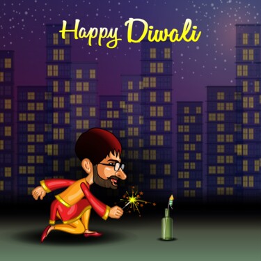 「Happy Dipawali」というタイトルのデジタルアーツ Shamim Shaikhによって, オリジナルのアートワーク, 2Dデジタルワーク