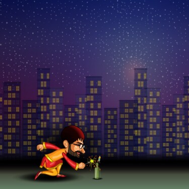 Digital Arts titled "Diwali Sparkles" by Shamim Shaikh, Original Artwork, 2D Digital Work