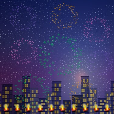 Arte digitale intitolato "Diwali Background" da Shamim Shaikh, Opera d'arte originale, Lavoro digitale 2D