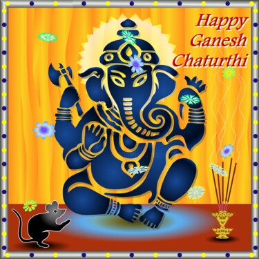 Digital Arts titled "Ganesh Chaturthi" by Shamim Shaikh, Original Artwork, 2D Digital Work