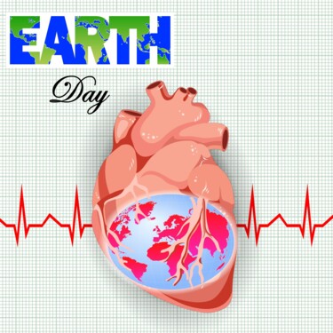 Grafika cyfrowa / sztuka generowana cyfrowo zatytułowany „Earth Day -  Heartb…” autorstwa Shamim Shaikh, Oryginalna praca, 2…