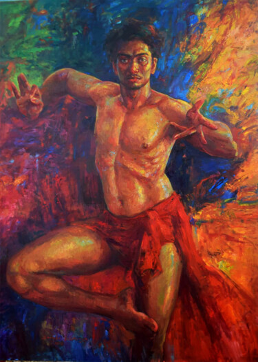 Malerei mit dem Titel "Vibrance of Posture" von Shanaka Kulatunga, Original-Kunstwerk, Öl Auf Keilrahmen aus Holz montiert